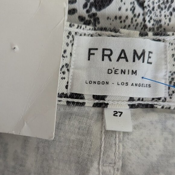 FRAME denim White Black Women's Ali High Rise Cigarette Jeans Python 27 - Picture 4 of 6